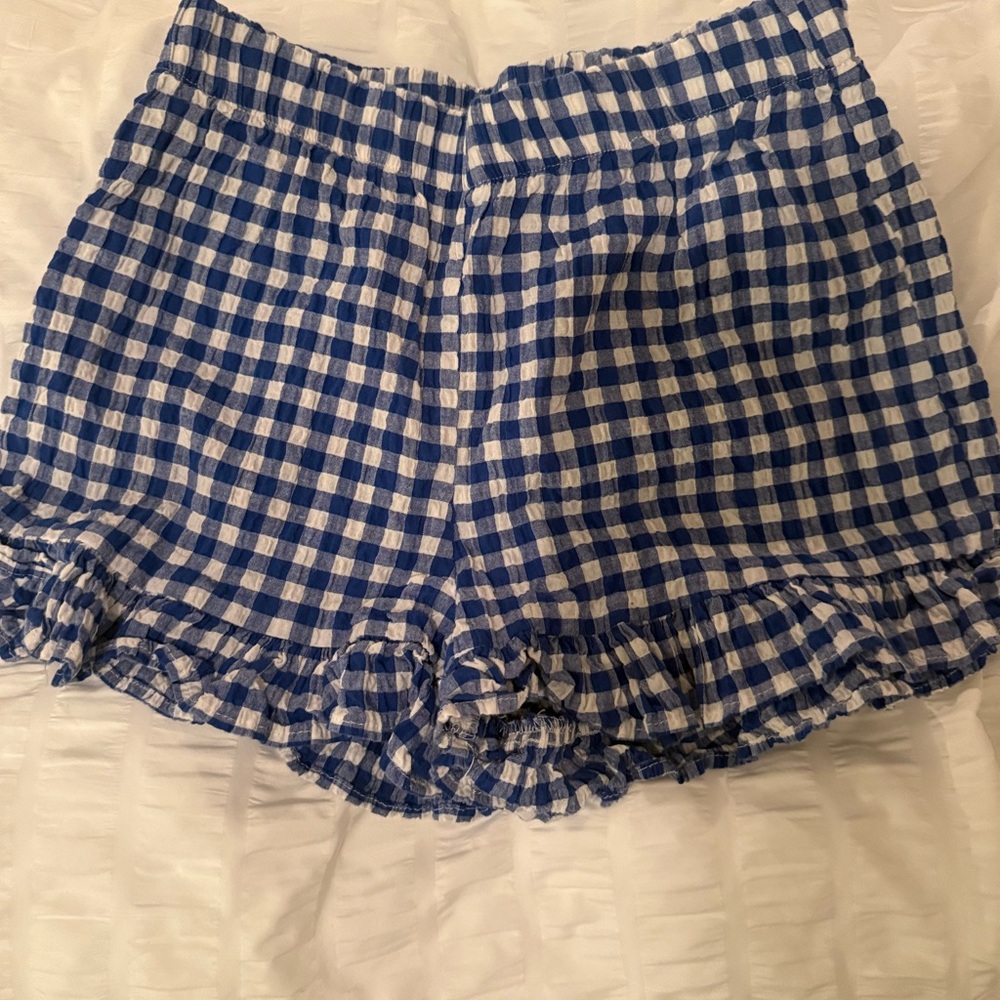 Urban Renewal Blue and White Checkered High Waist Shorts